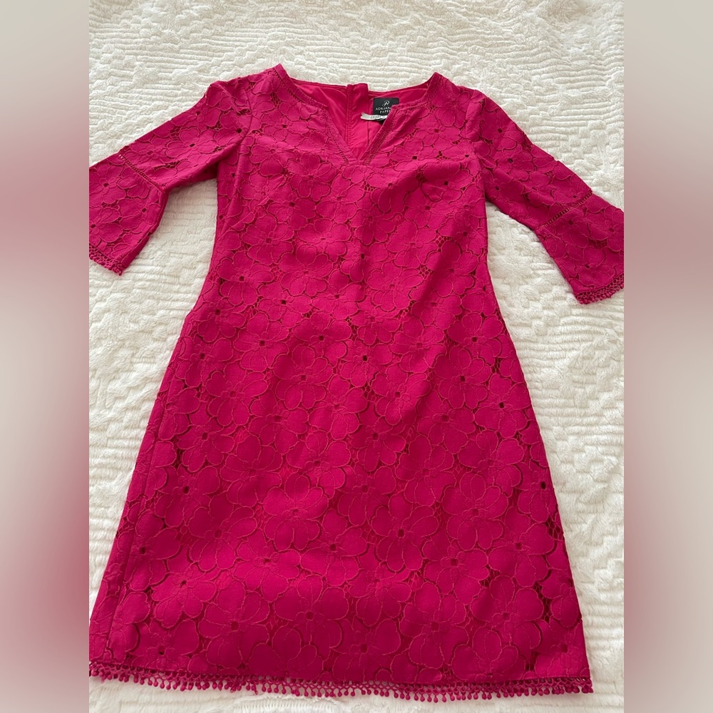 Adrianna Papell Fuchsia Floral Lace Dress